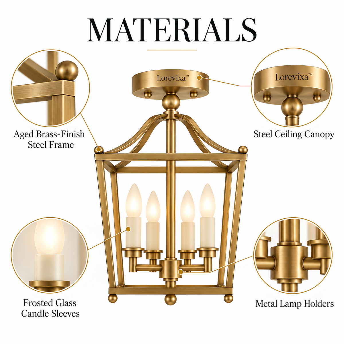 Lorevixa™ Sutton Brass Lantern Ceiling Light