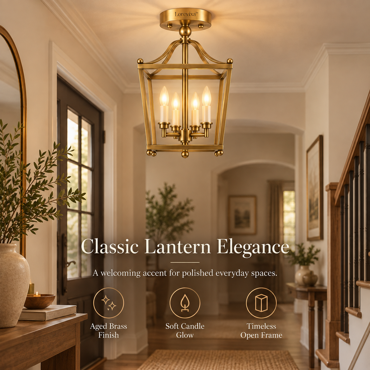 Lorevixa™ Sutton Brass Lantern Ceiling Light
