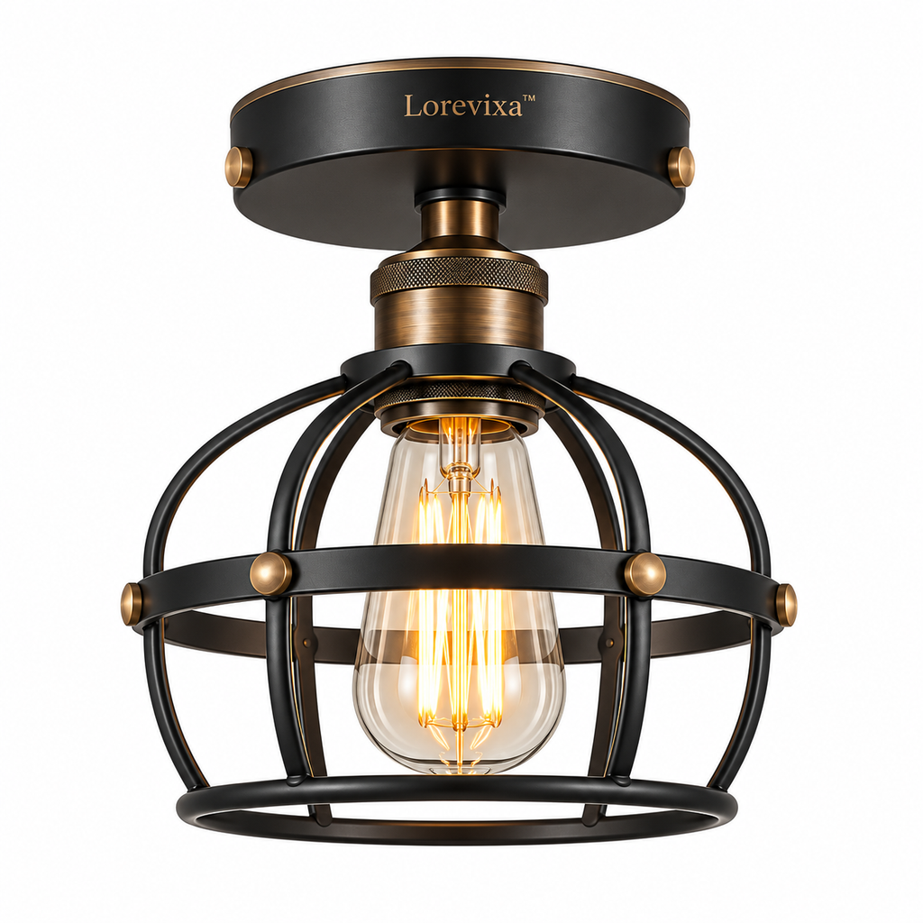 Lorevixa™ Forge Industrial Cage Ceiling Light