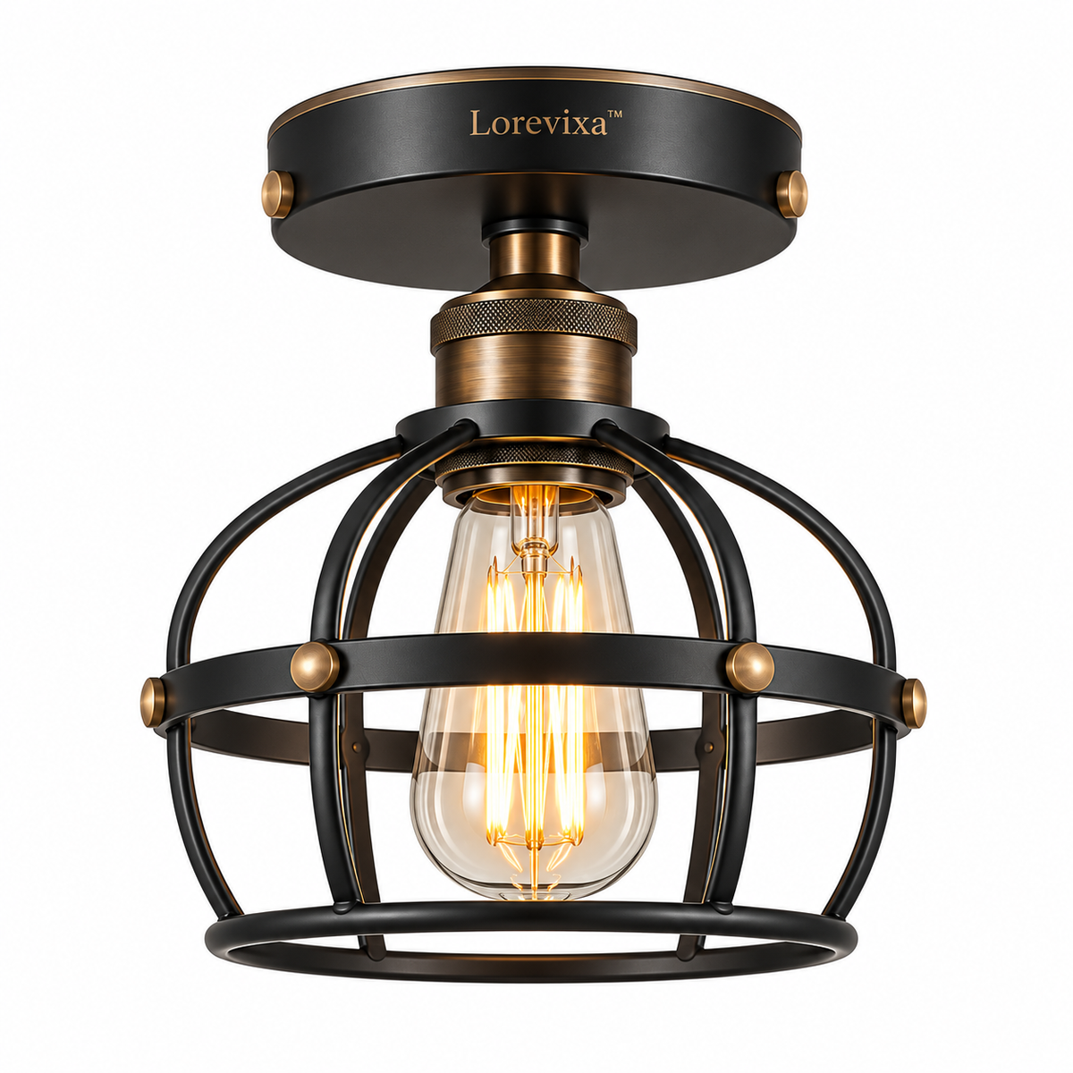 Lorevixa™ Forge Industrial Cage Ceiling Light