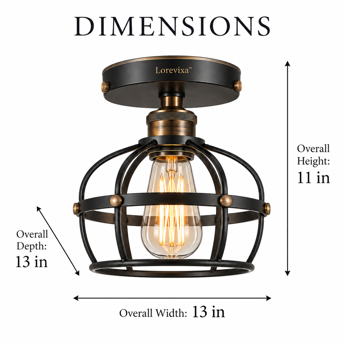 Lorevixa™ Forge Industrial Cage Ceiling Light