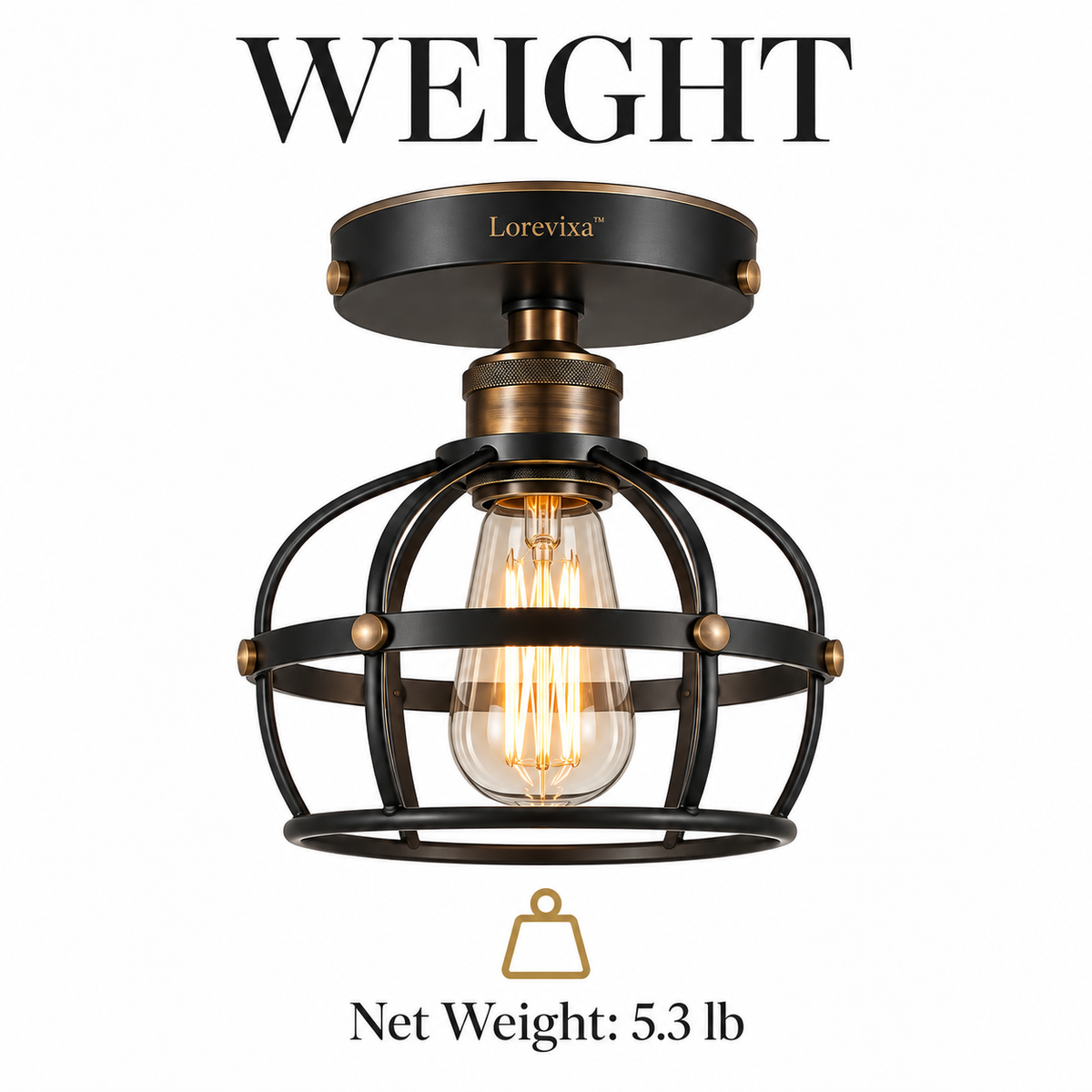 Lorevixa™ Forge Industrial Cage Ceiling Light