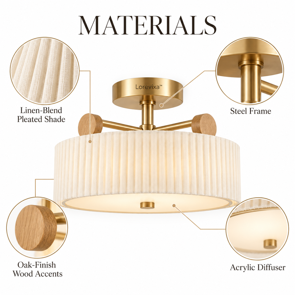 Lorevixa™ Solenne Pleated Drum Ceiling Light