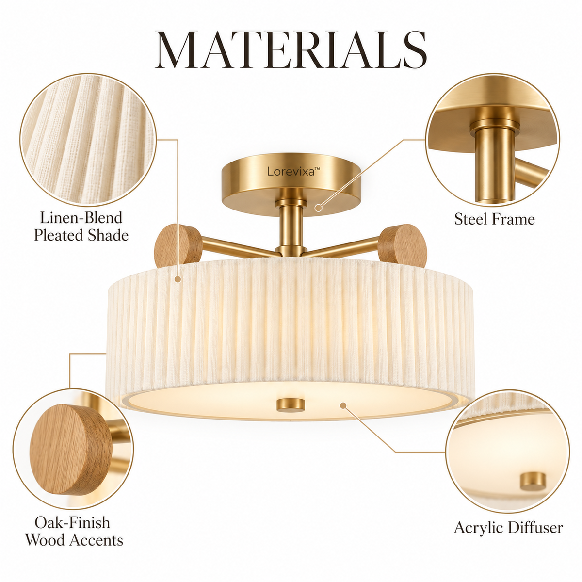 Lorevixa™ Solenne Pleated Drum Ceiling Light