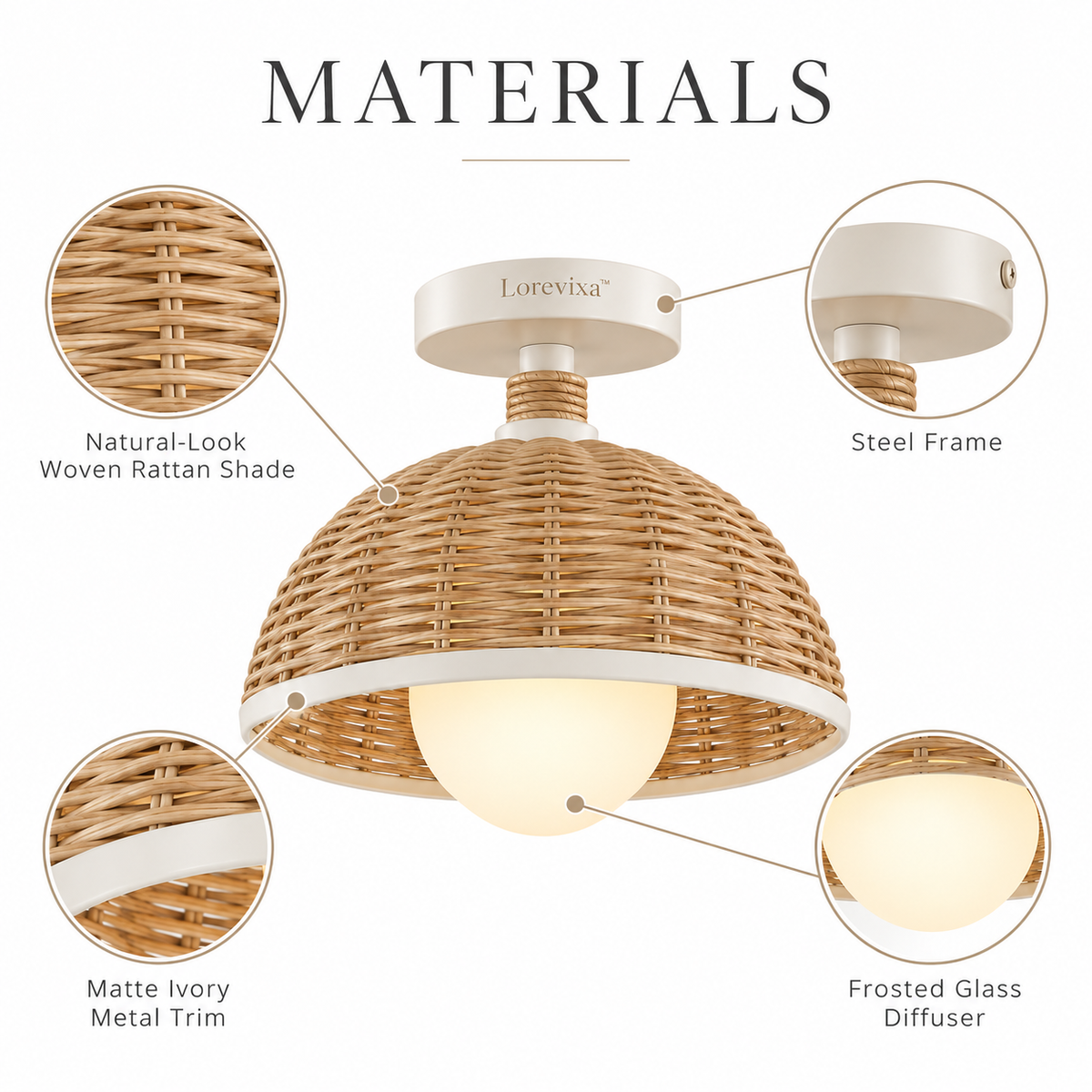 Lorevixa™ Isla Woven Rattan Ceiling Light