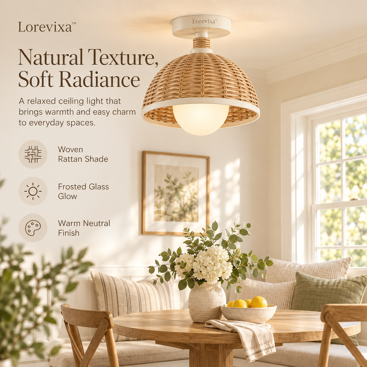 Lorevixa™ Isla Woven Rattan Ceiling Light