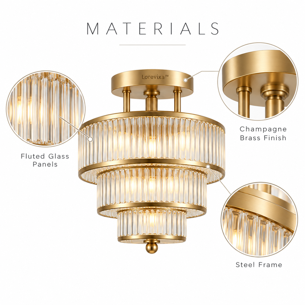 Lorevixa™ Marais Tiered Fluted Glass Ceiling Light