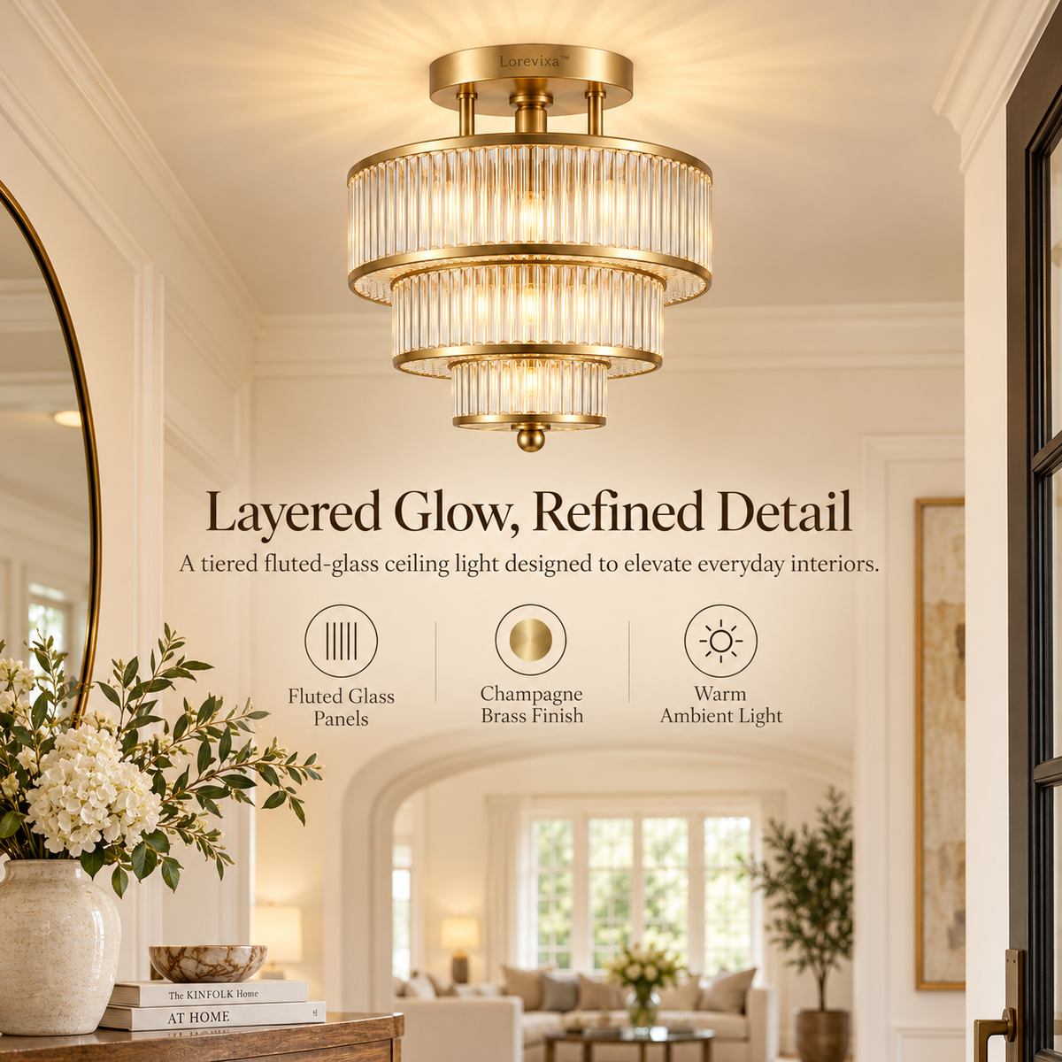 Lorevixa™ Marais Tiered Fluted Glass Ceiling Light