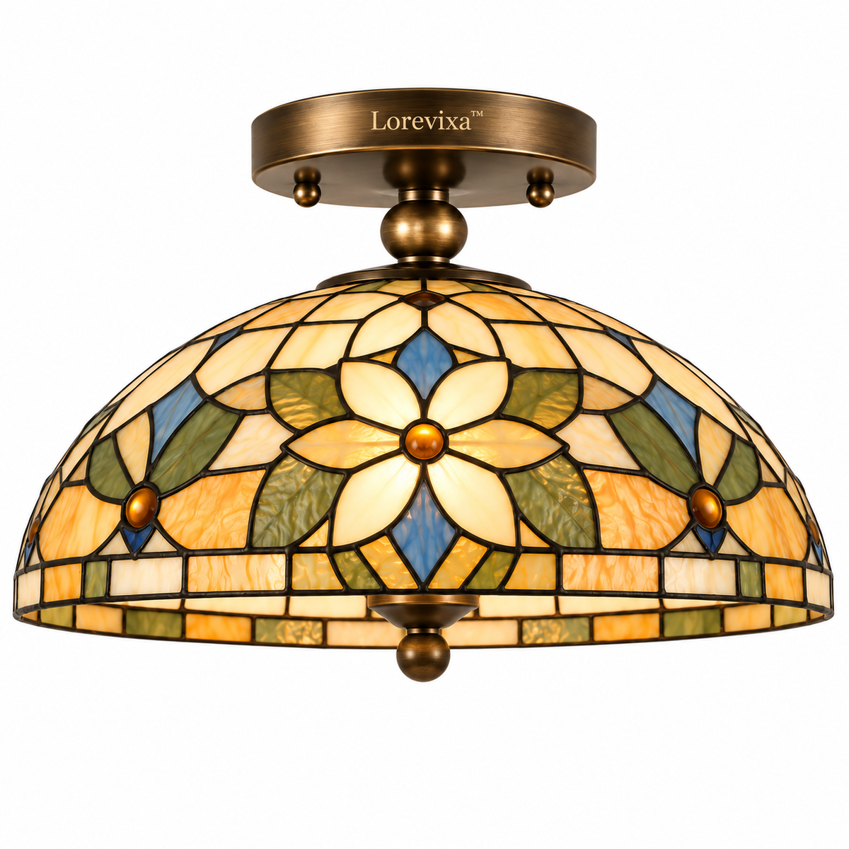 Lorevixa™ Amberleaf Stained Glass Ceiling Light