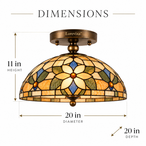 Lorevixa™ Amberleaf Stained Glass Ceiling Light