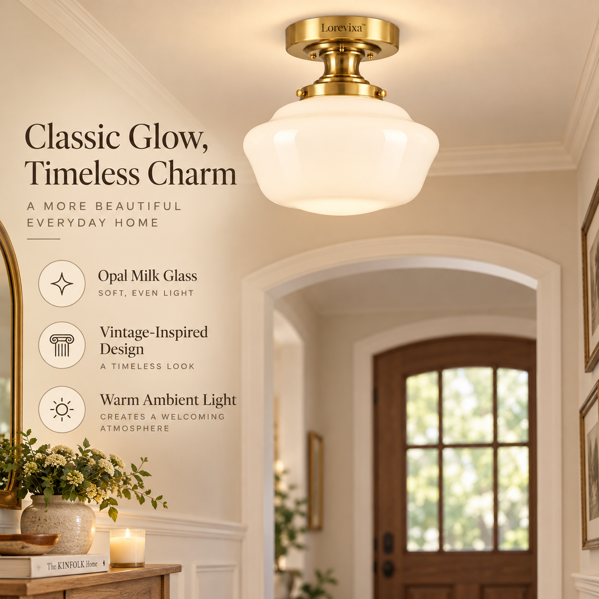 Lorevixa™ Heritage Milk Glass Ceiling Light