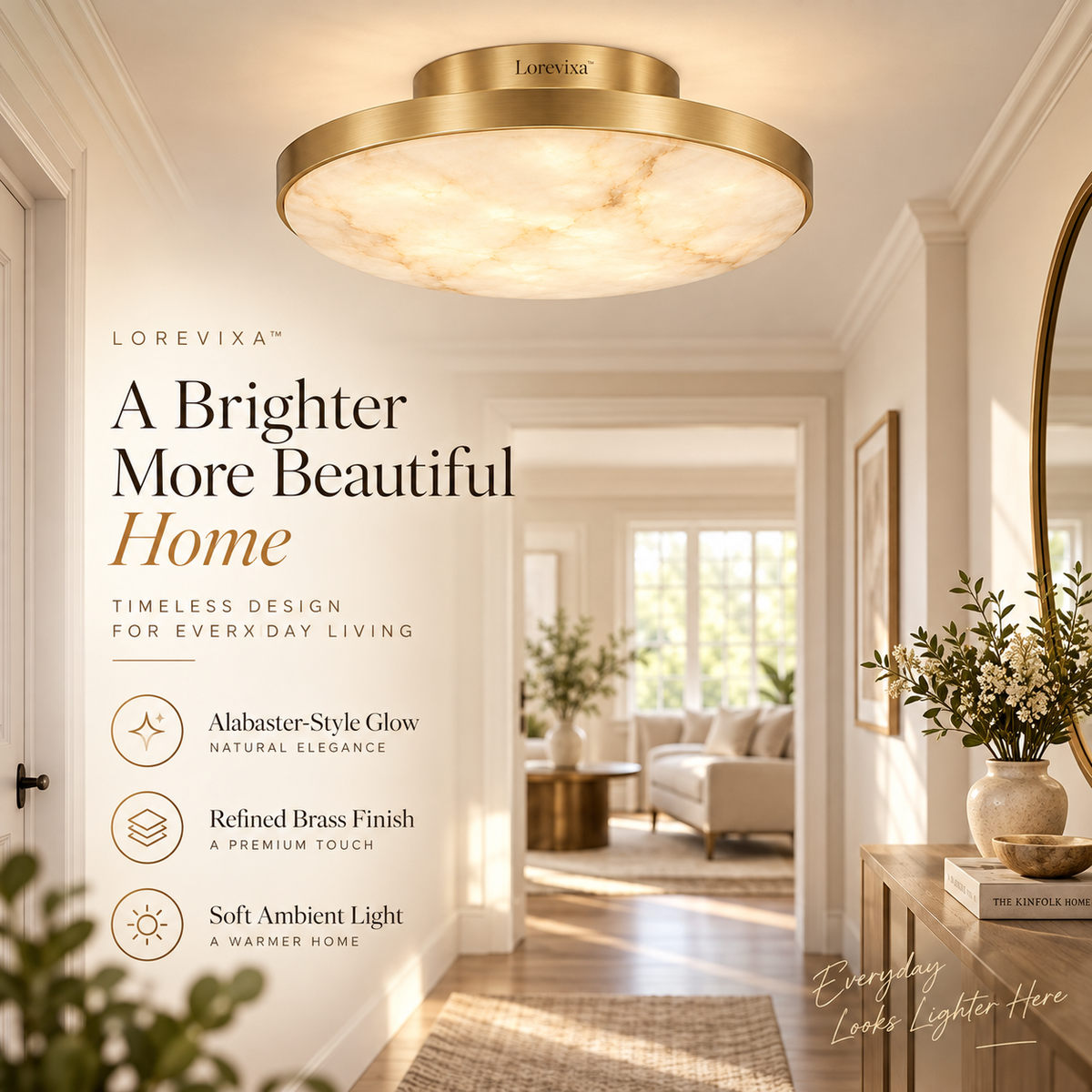 Lorevixa™ Aurelia Alabaster-Style Ceiling Light