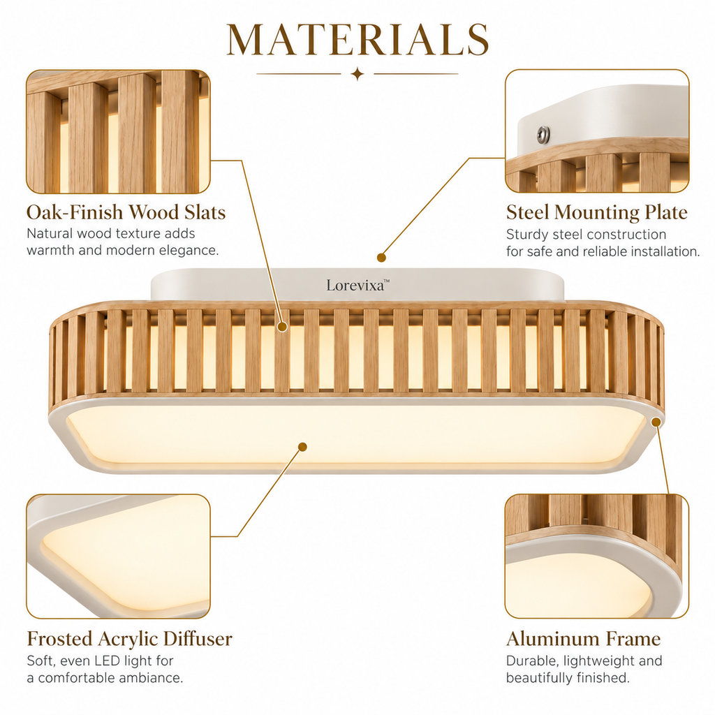 Lorevixa™ Sora Wood Slat LED Ceiling Light