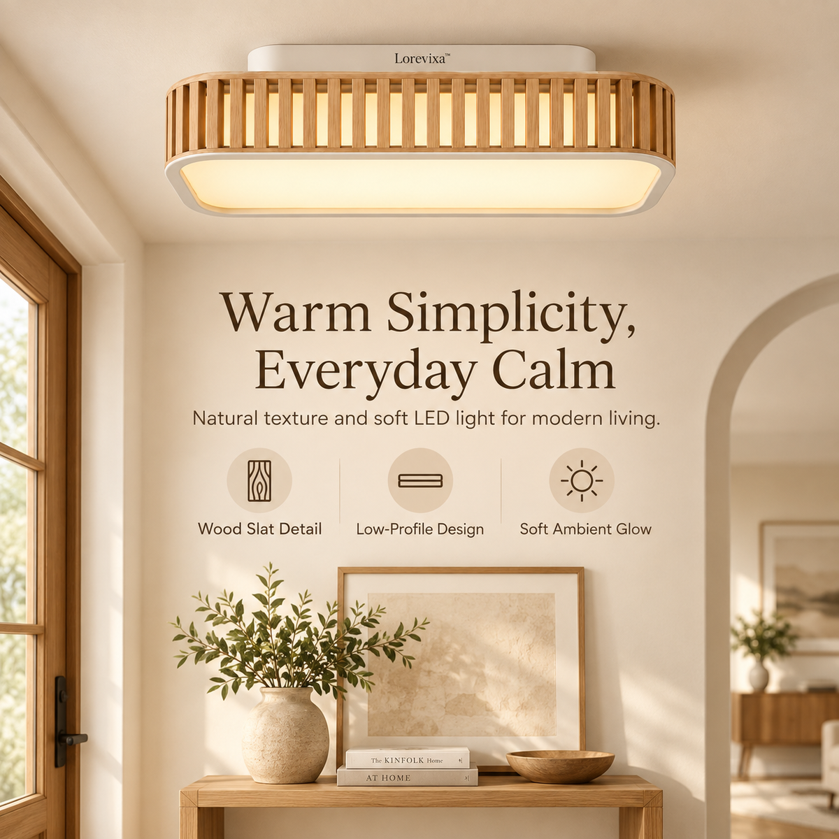 Lorevixa™ Sora Wood Slat LED Ceiling Light